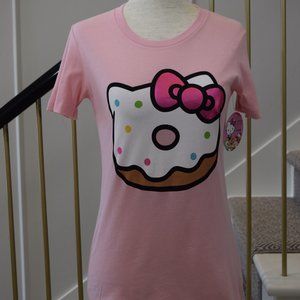 Hello Kitty Cafe Pink Donut T-Shirt Womens XS NEW!